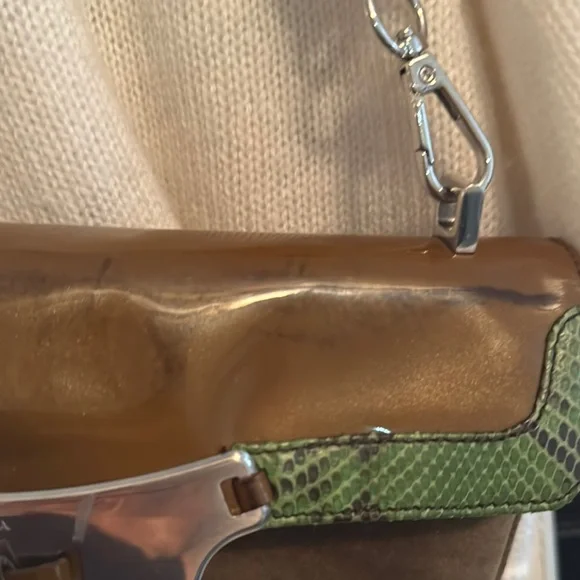 Prada Brown and Green Suede Women's Bag - Picture 5 of 10